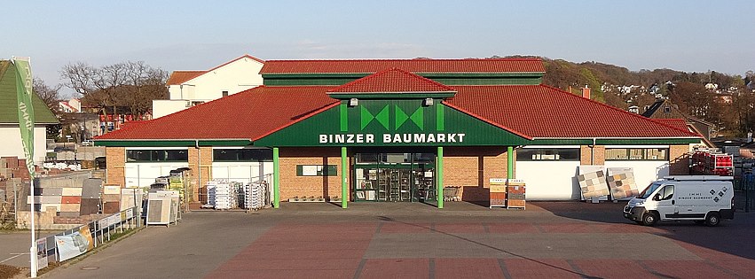 Außenansicht des Binzer Baumarkts in Binz